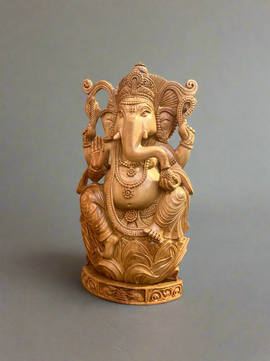 Sandalwood 10” inches Ganesha Statue - Malji Arts