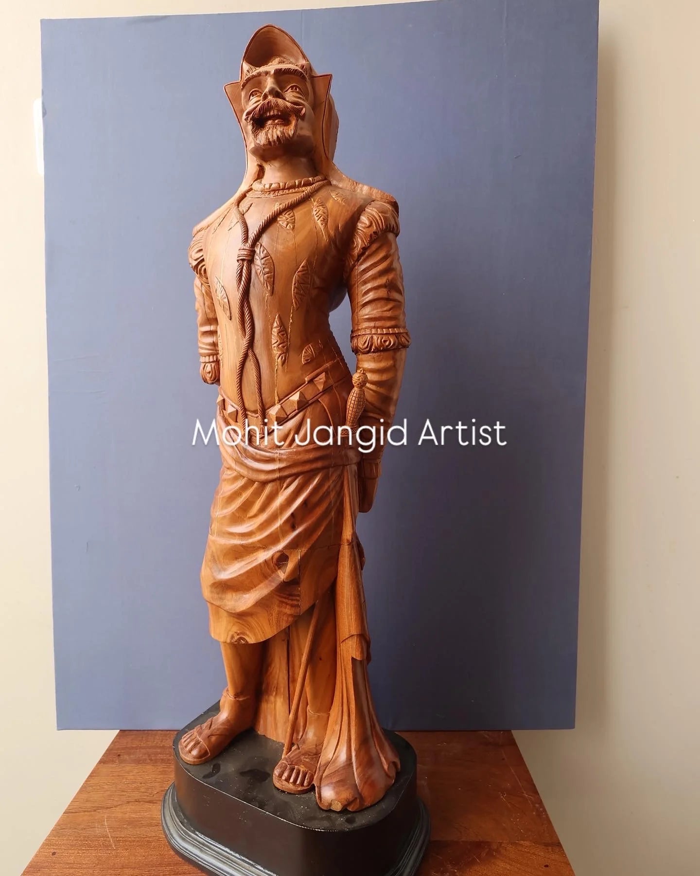 The Sandalwood Carved Double Statue of Mephistopheles & Margaretta - Malji Arts