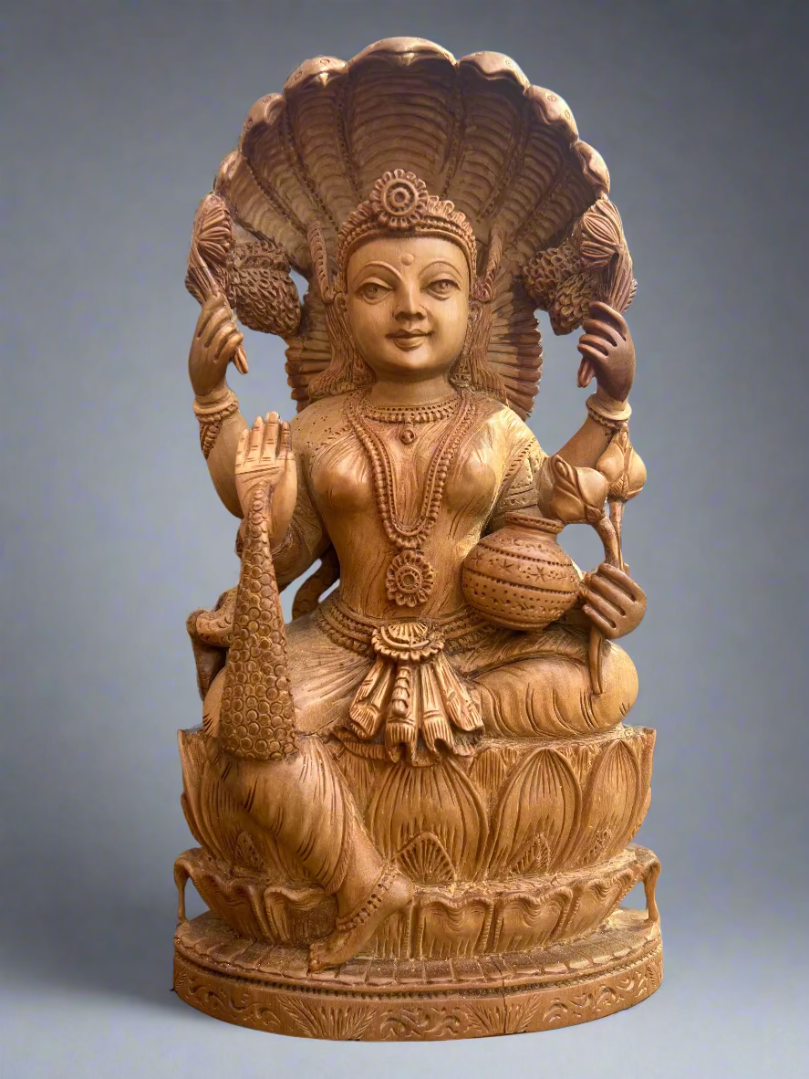 Sandalwood Goddess Laxmi Statue (10 inches) - Malji Arts