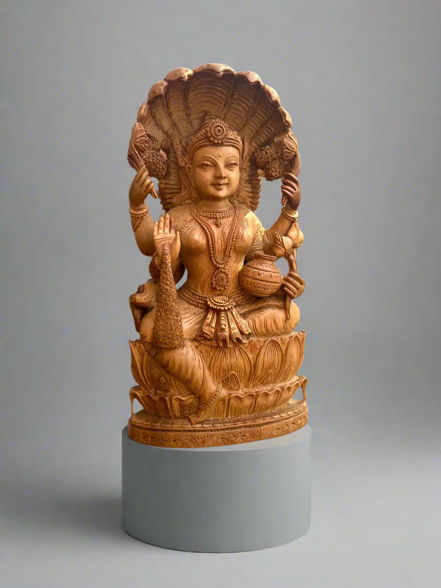 Sandalwood Goddess Laxmi Statue (10 inches) - Malji Arts
