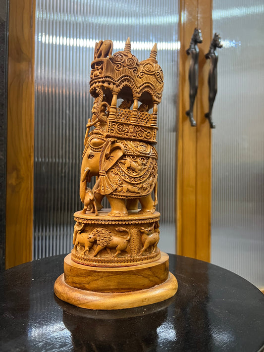 Sandalwood Fine Carved Sikar Carving Ambabari (12" inches) - Malji Arts