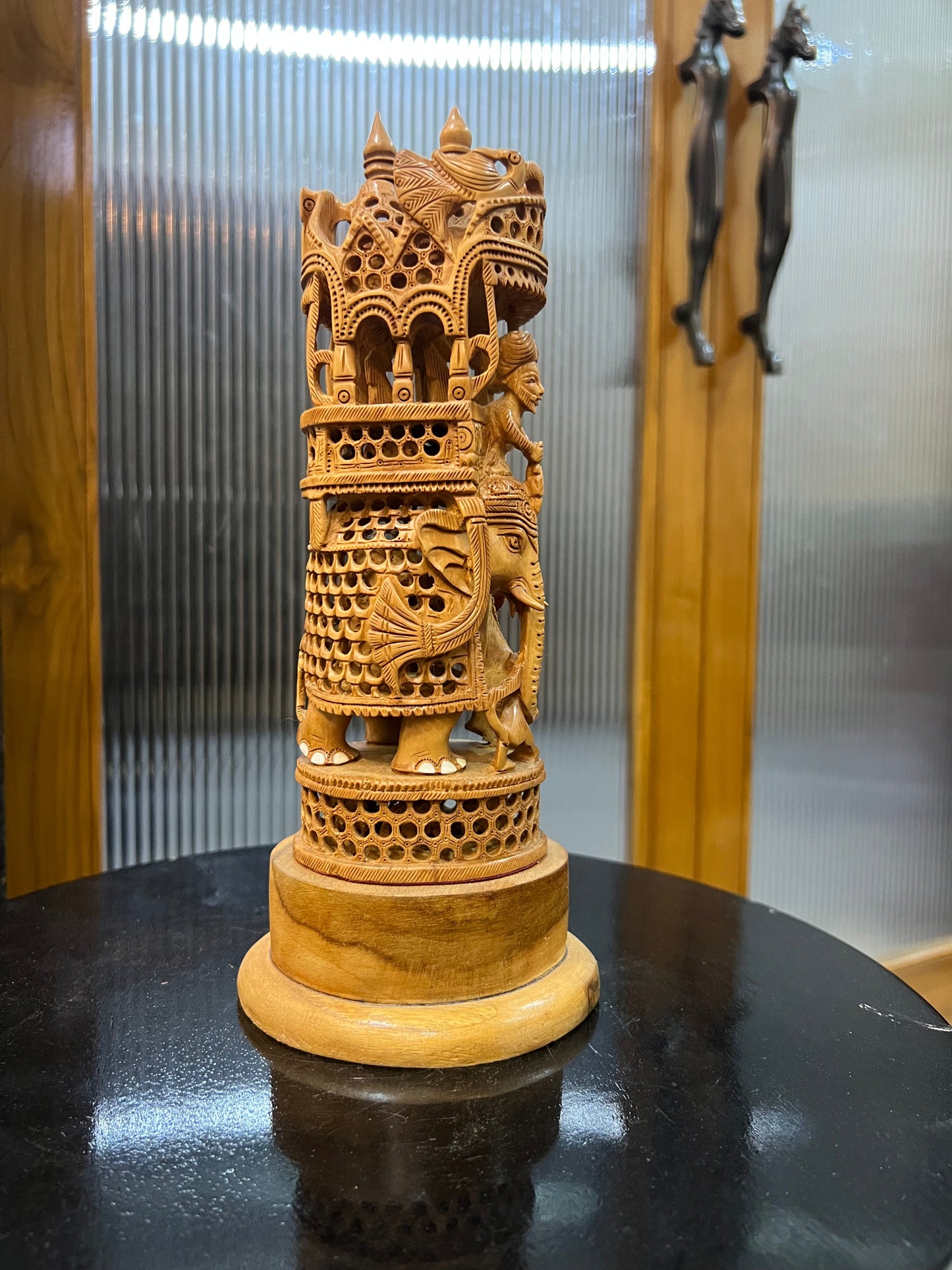 Sandalwood Ambabari Jali Statue (Undercut) 10" inches - Malji Arts