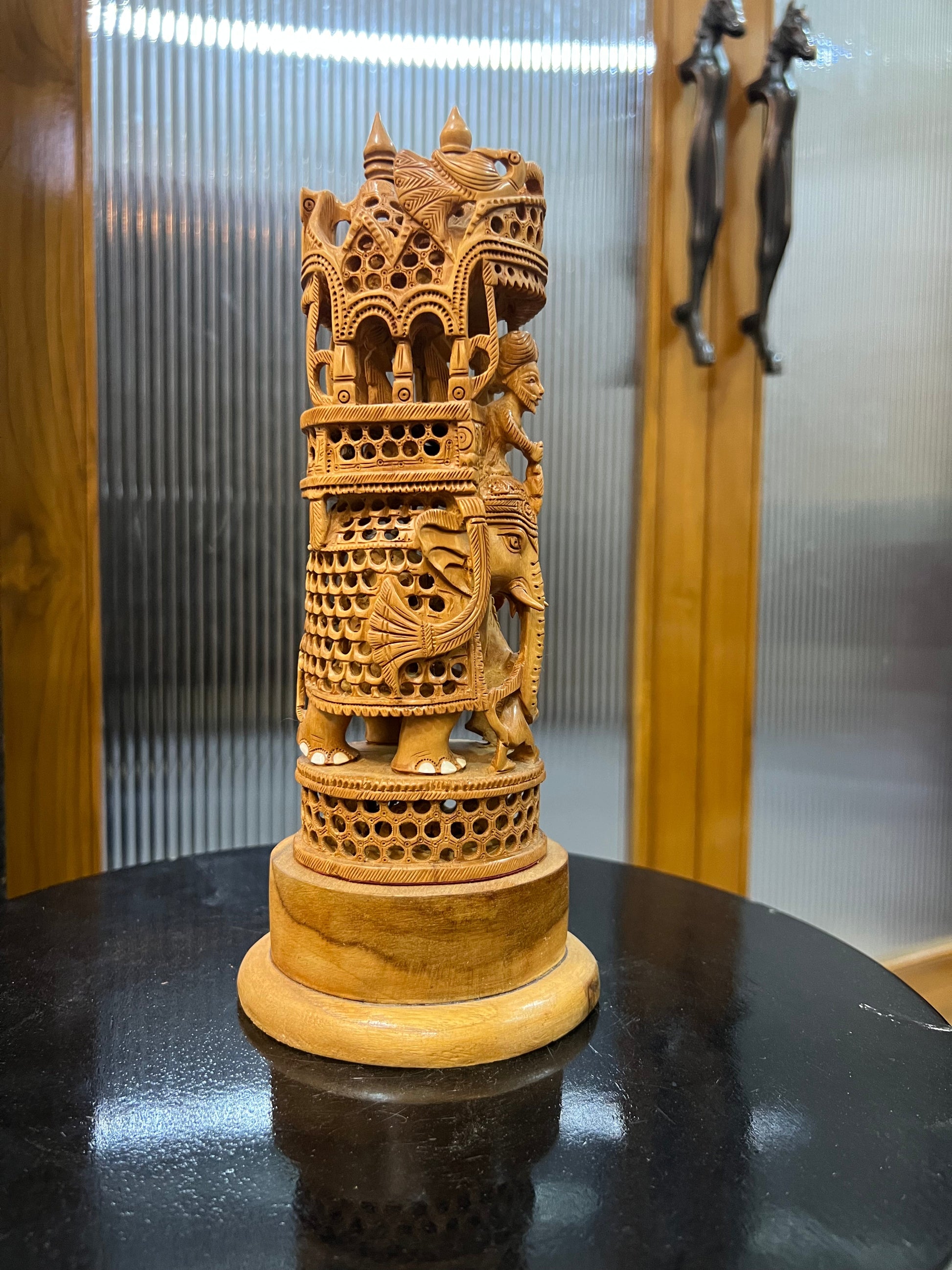 Sandalwood Ambabari Jali Statue (Undercut) 10" inches - Malji Arts