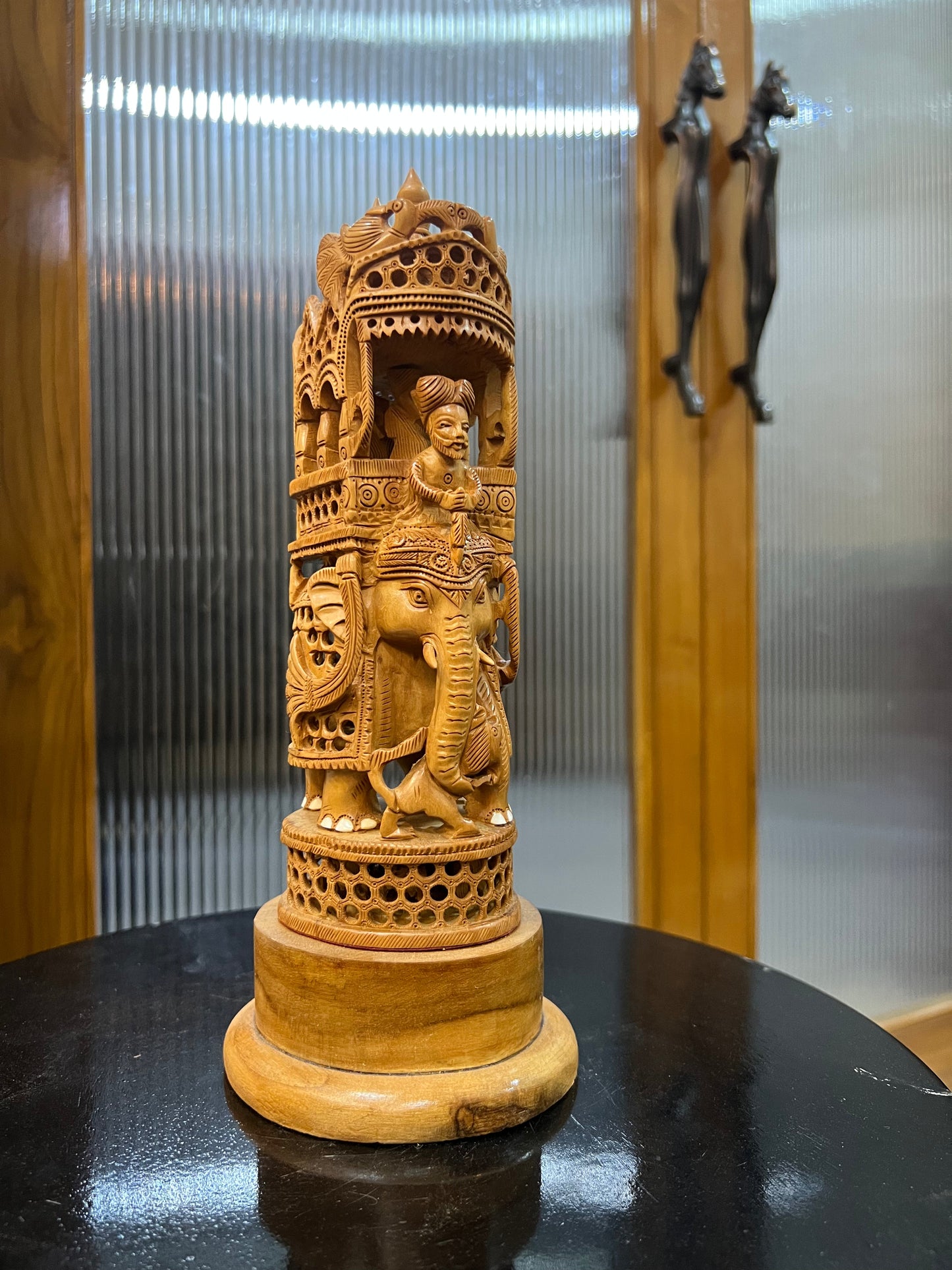 Sandalwood Ambabari Jali Statue (Undercut) 10" inches - Malji Arts