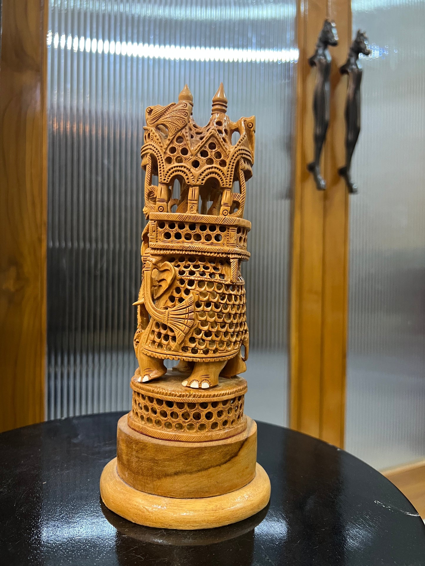 Sandalwood Ambabari Jali Statue (Undercut) 10" inches - Malji Arts