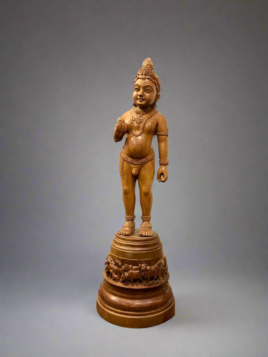 Sandalwood Rare Baby Krishna Statue - Malji Arts