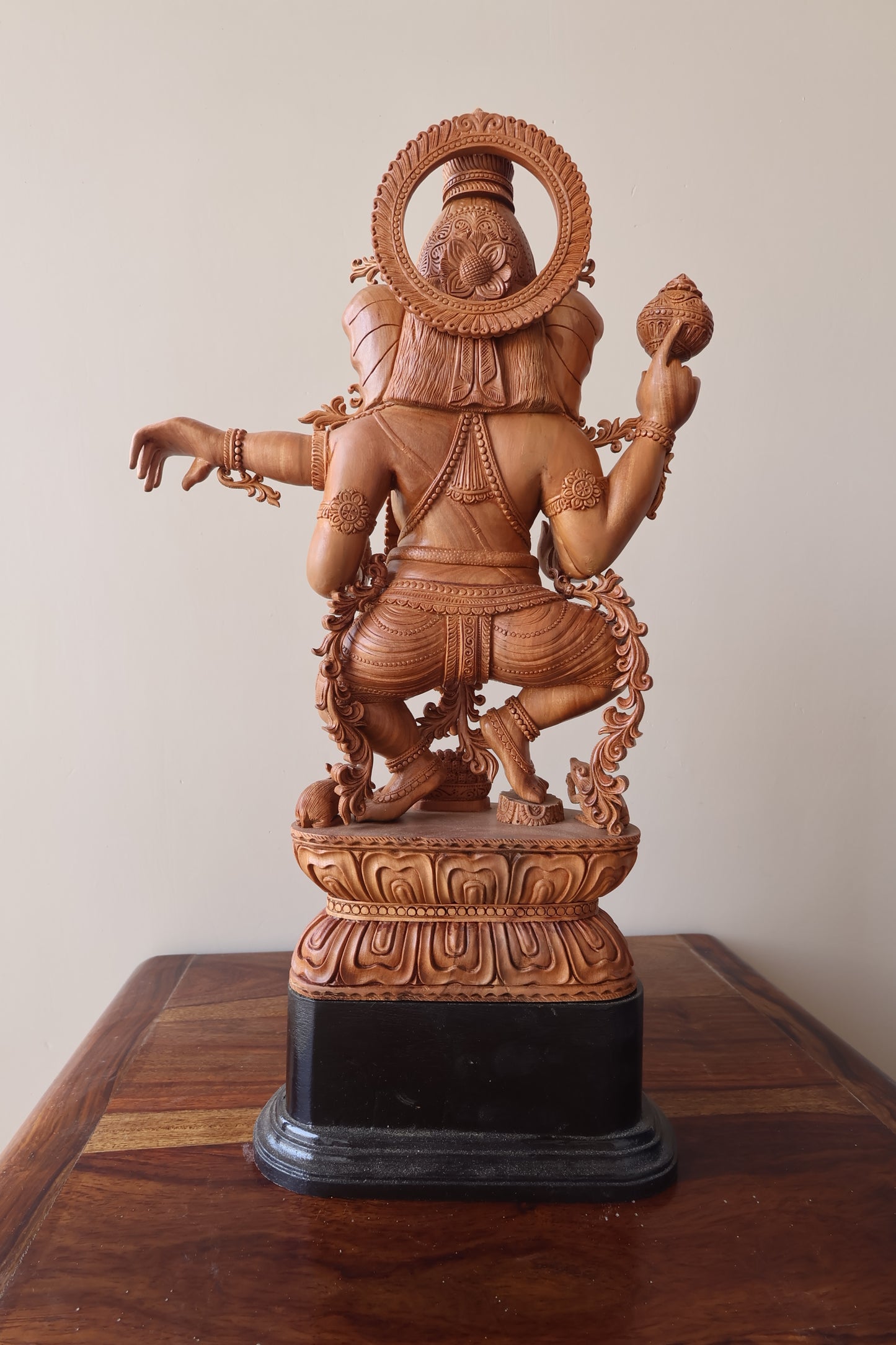 Sandalwood Detailed Carved Dancing Ganesha - Malji Arts