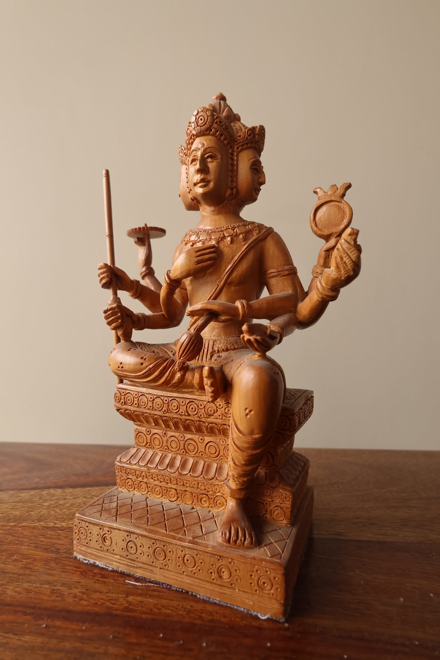 Vintage Sandalwood Bramha Statue - Malji Arts