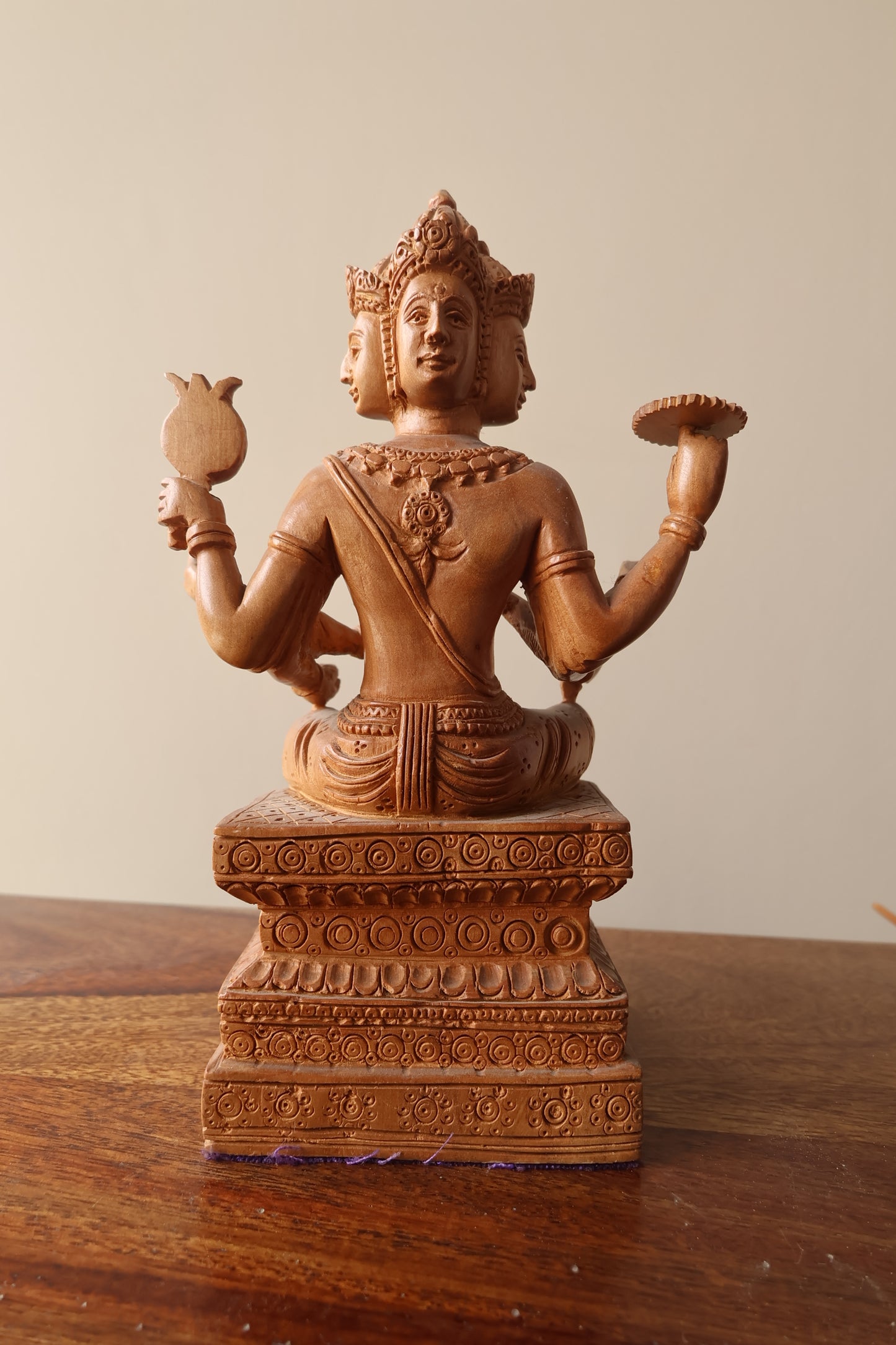 Vintage Sandalwood Bramha Statue - Malji Arts