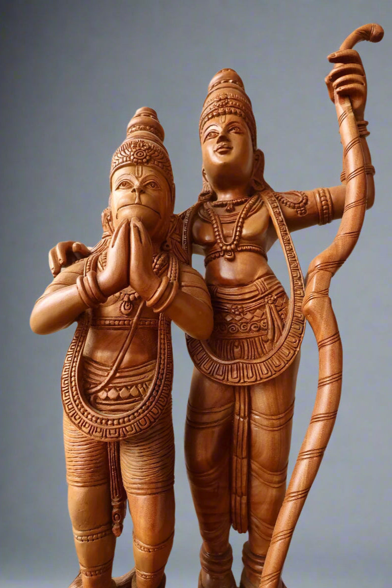 Sandalwood Rama with Hanumana statue - Malji Arts