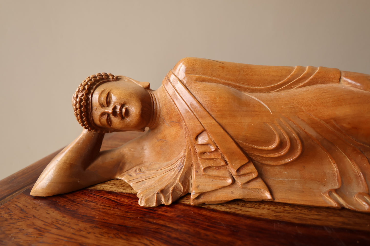 Sandalwood Vintage Resting Buddha or Sleeping Buddha Statue - Malji Arts