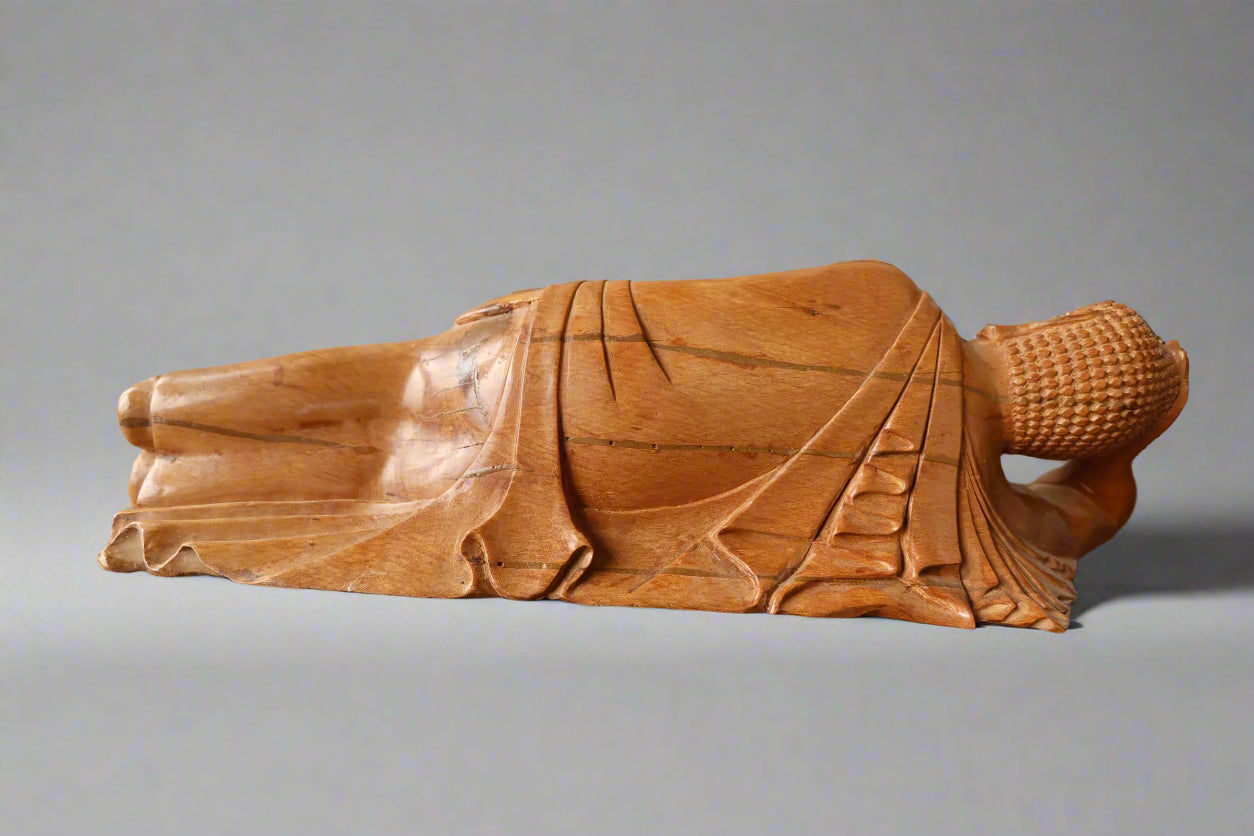 Sandalwood Vintage Resting Buddha or Sleeping Buddha Statue - Malji Arts