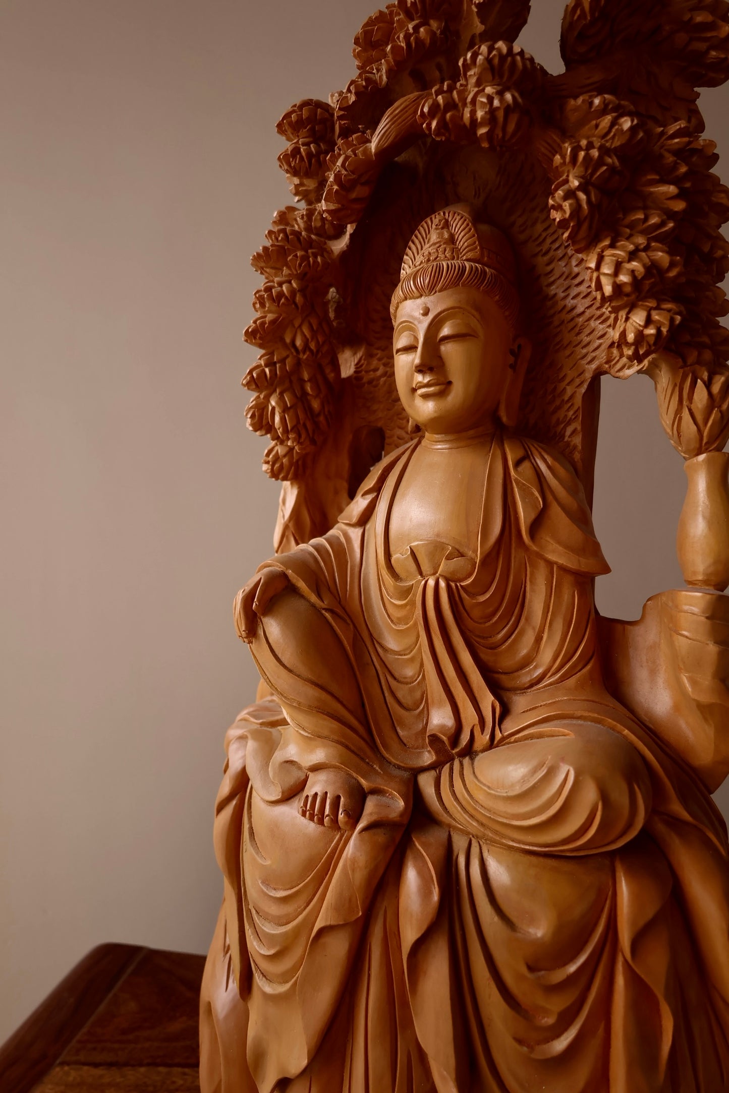 Sandalwood Resting Buddha Under Tree Statue - Malji Arts
