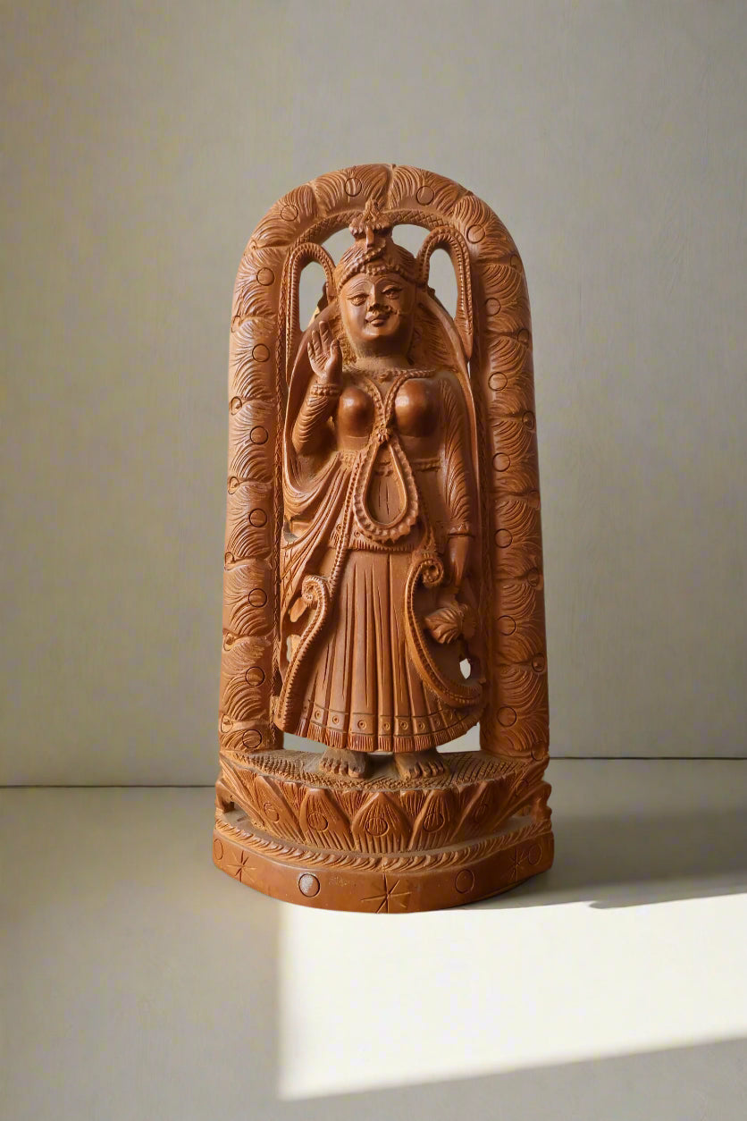 Sandalwood Hand Carved Radha Rani statue - Malji Arts