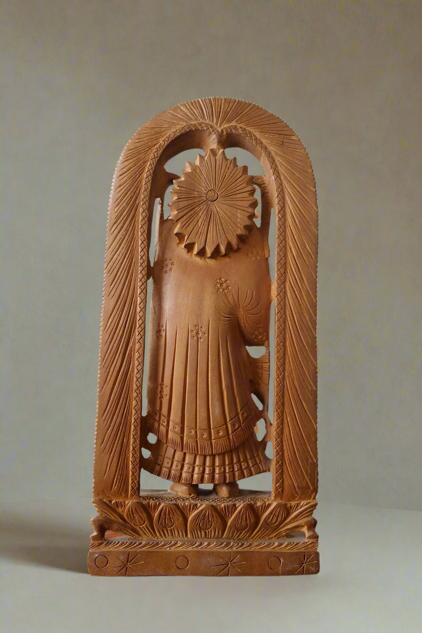 Sandalwood Hand Carved Radha Rani statue - Malji Arts