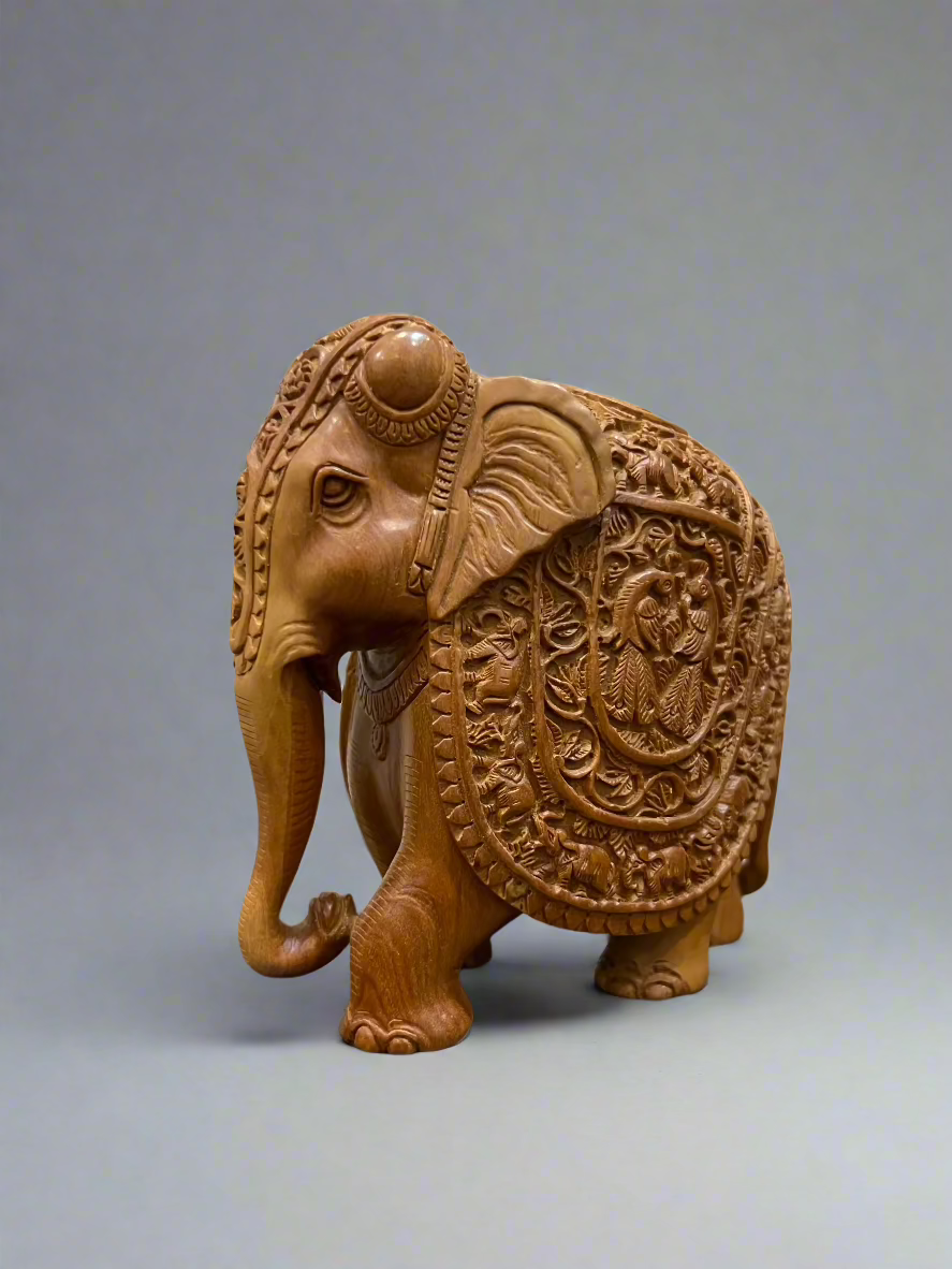 Sandalwood Fine Carved Elephant 6 Inches - Malji Arts