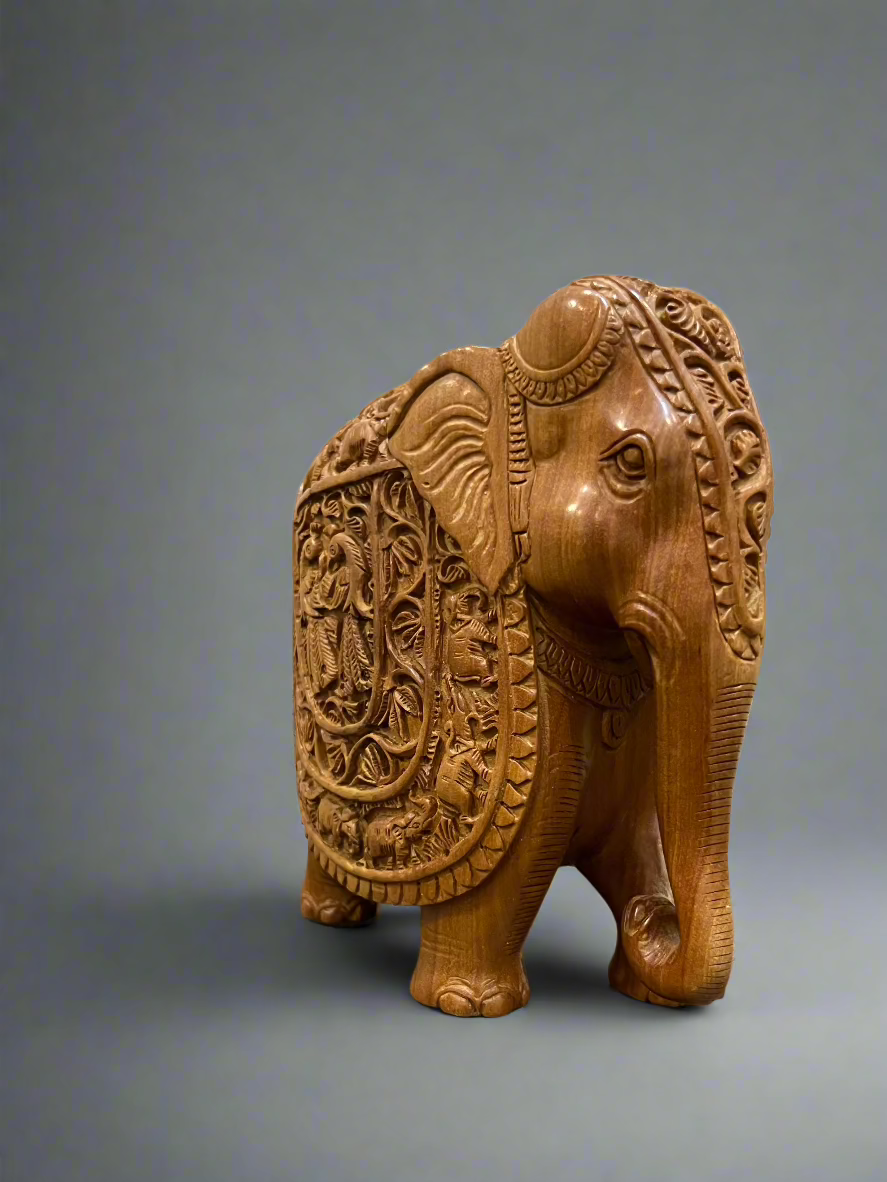 Sandalwood Fine Carved Elephant 6 Inches - Malji Arts