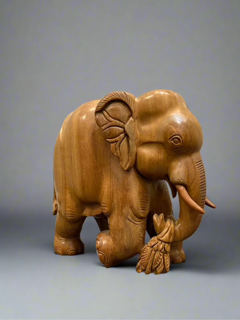 Sandalwood Plain Elephant Statue - Malji Arts