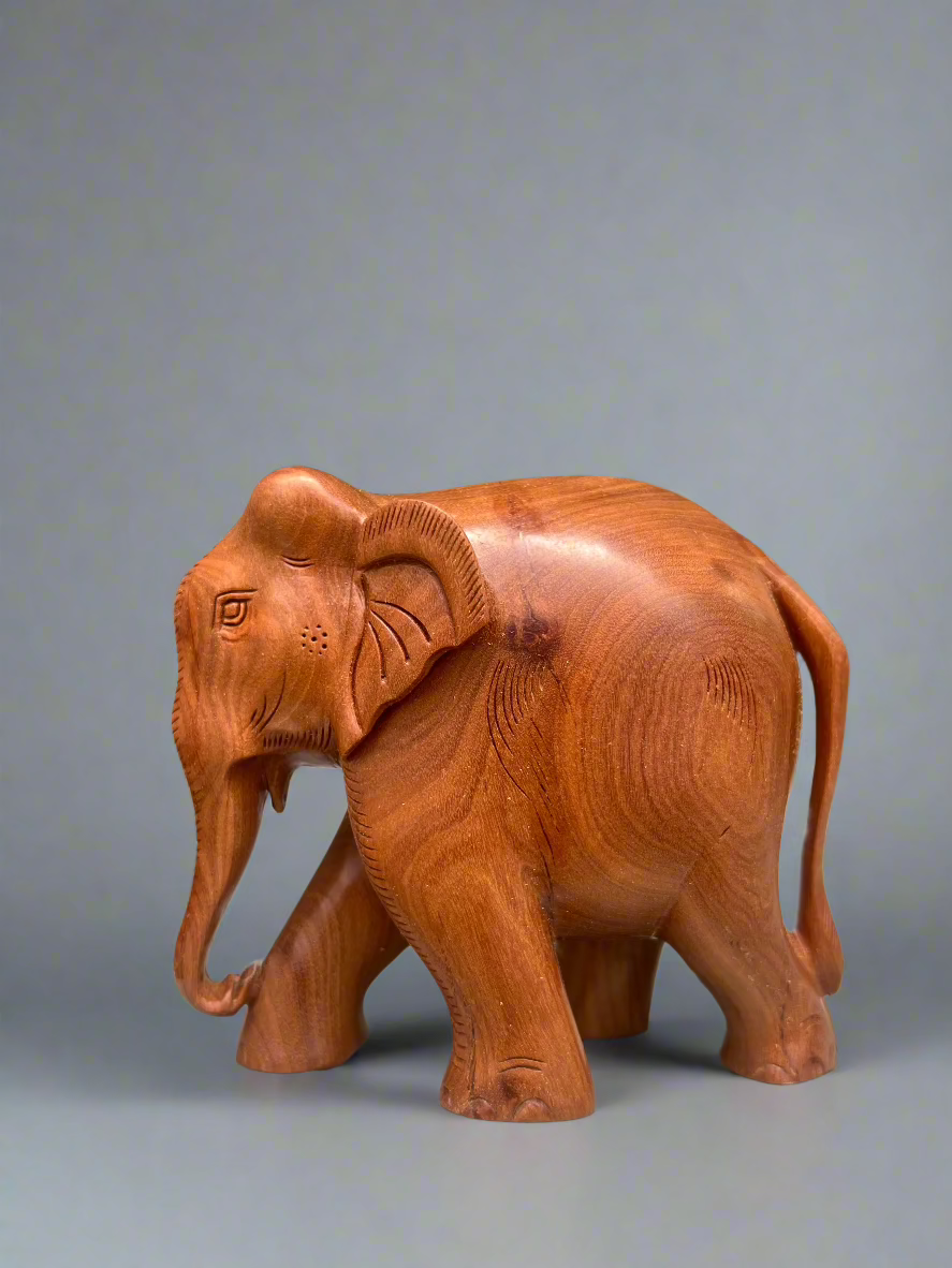 Sandalwood Plain Elephant Statue - Malji Arts