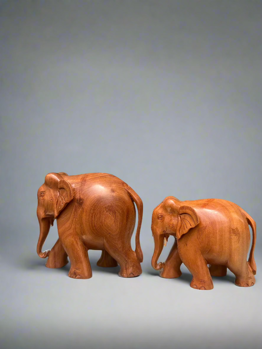 Sandalwood Plain Elephant Statue - Malji Arts