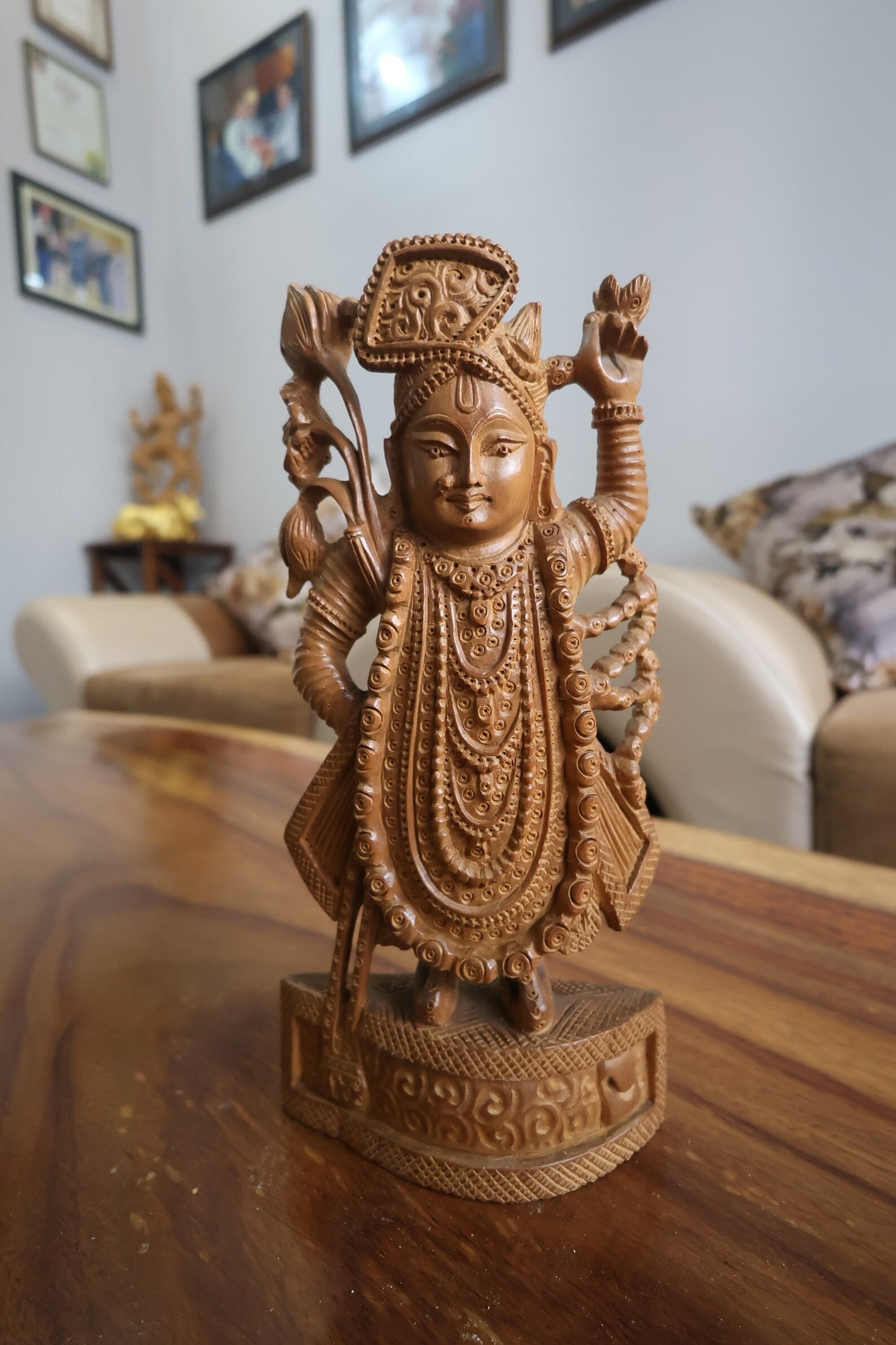 Antique Sandalwood Statue of Lord Shri Nath Ji - Malji Arts