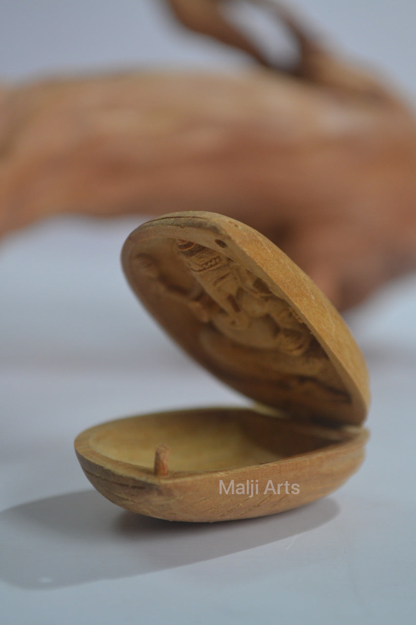 Sandalwood Miniature Lord Ganesha Carving - Malji Arts