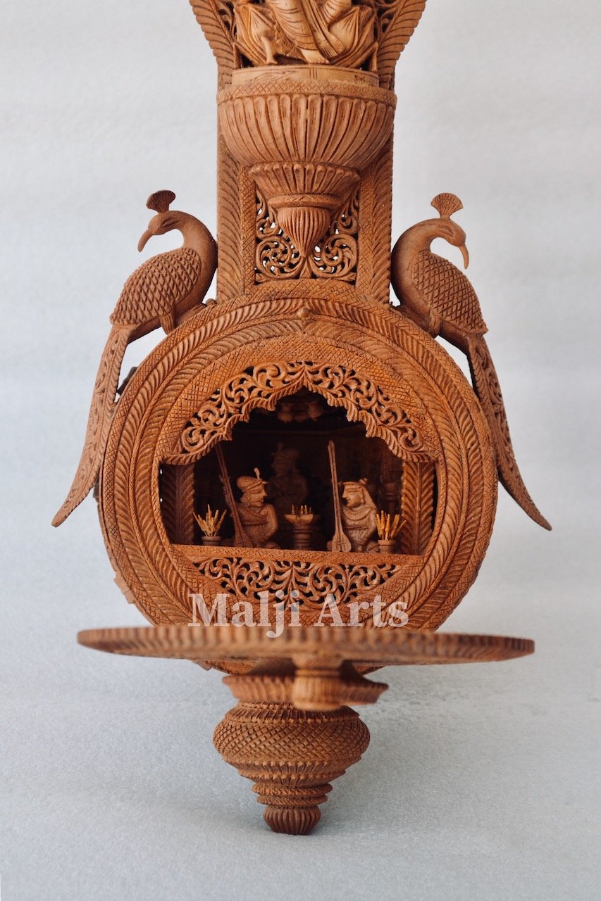 2.4 ft Sandalwood Opening Sitar or Veena Collective Art-piece - Malji Arts