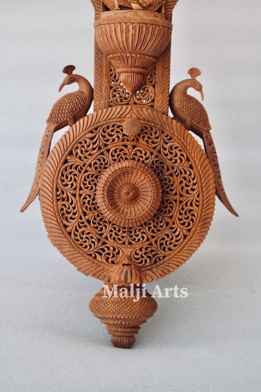 2.4 ft Sandalwood Opening Sitar or Veena Collective Art-piece - Malji Arts