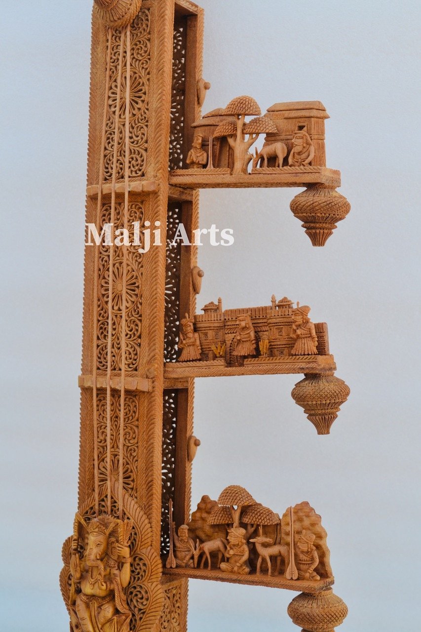 2.4 ft Sandalwood Opening Sitar or Veena Collective Art-piece - Malji Arts