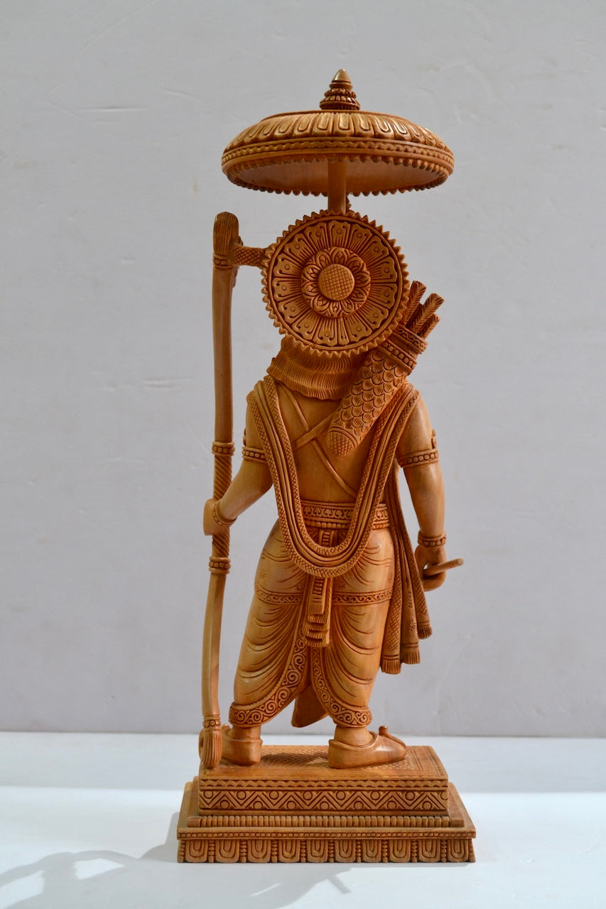 Wooden Standing Ayodhya Temple Rama Statue - Malji Arts