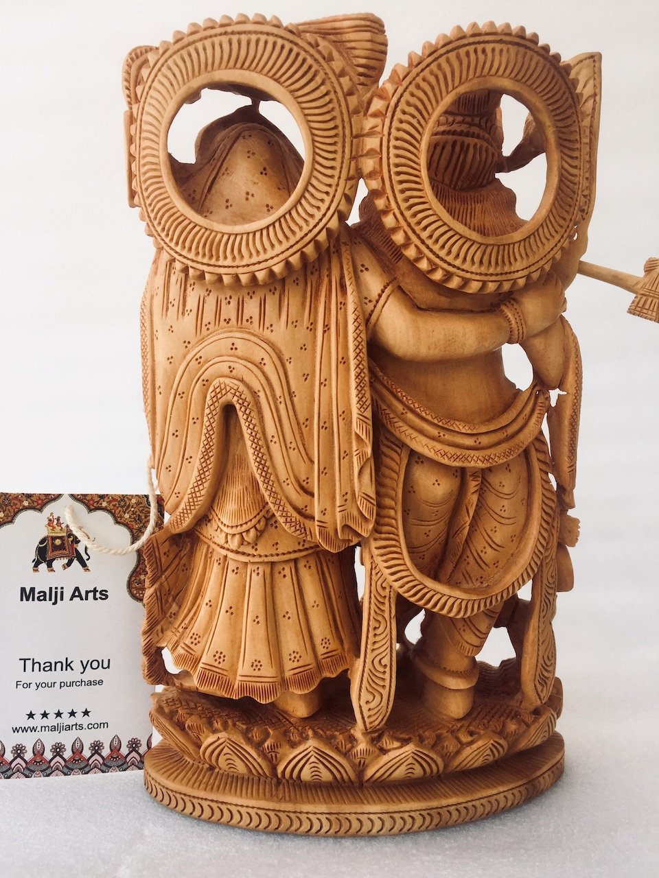 Wooden Hand carved Radha Krishna Statue - Malji Arts