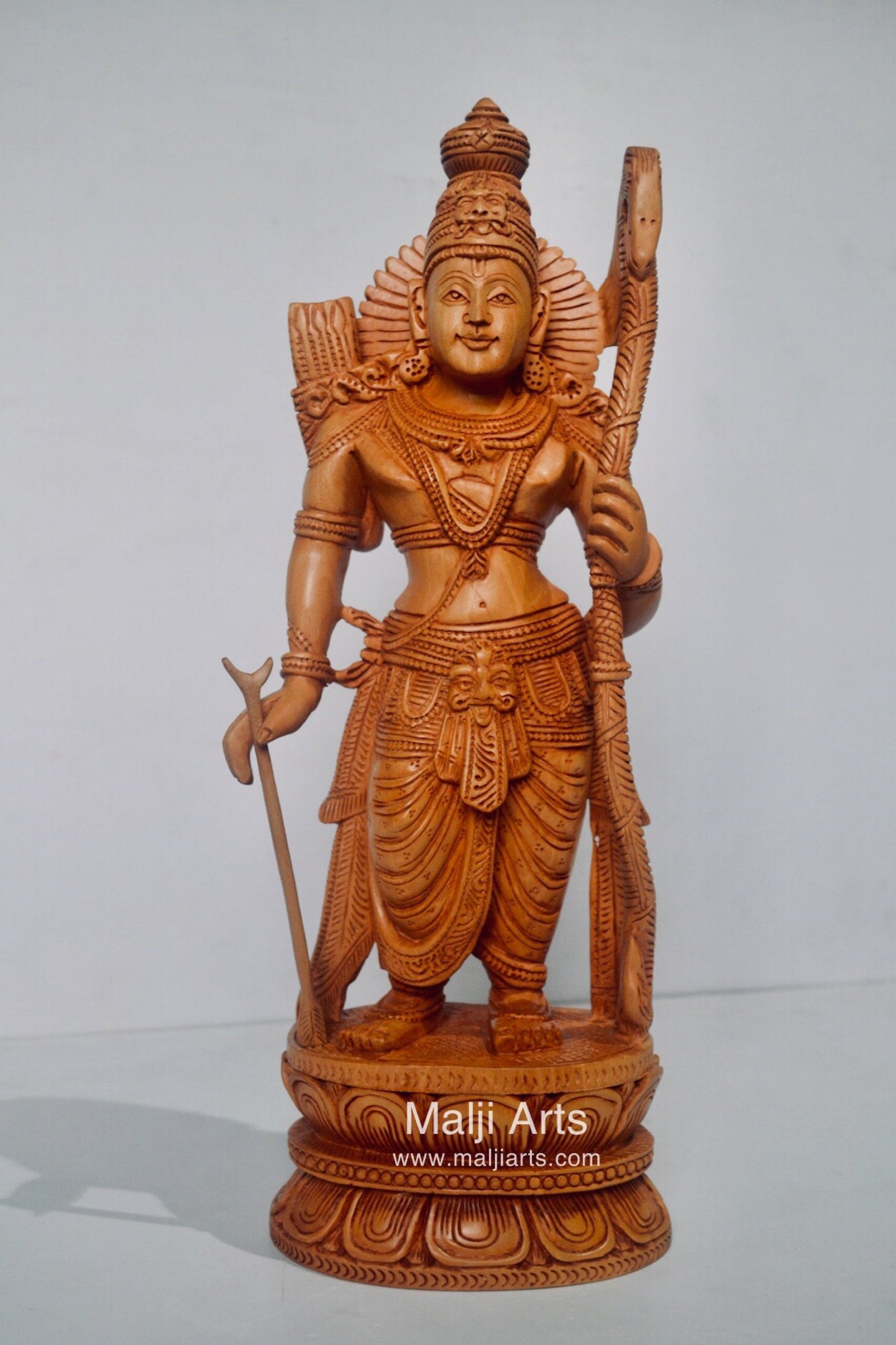 Wooden Lord Shri Rama Statue of Ayodhya Temple fine Carving - Malji Arts