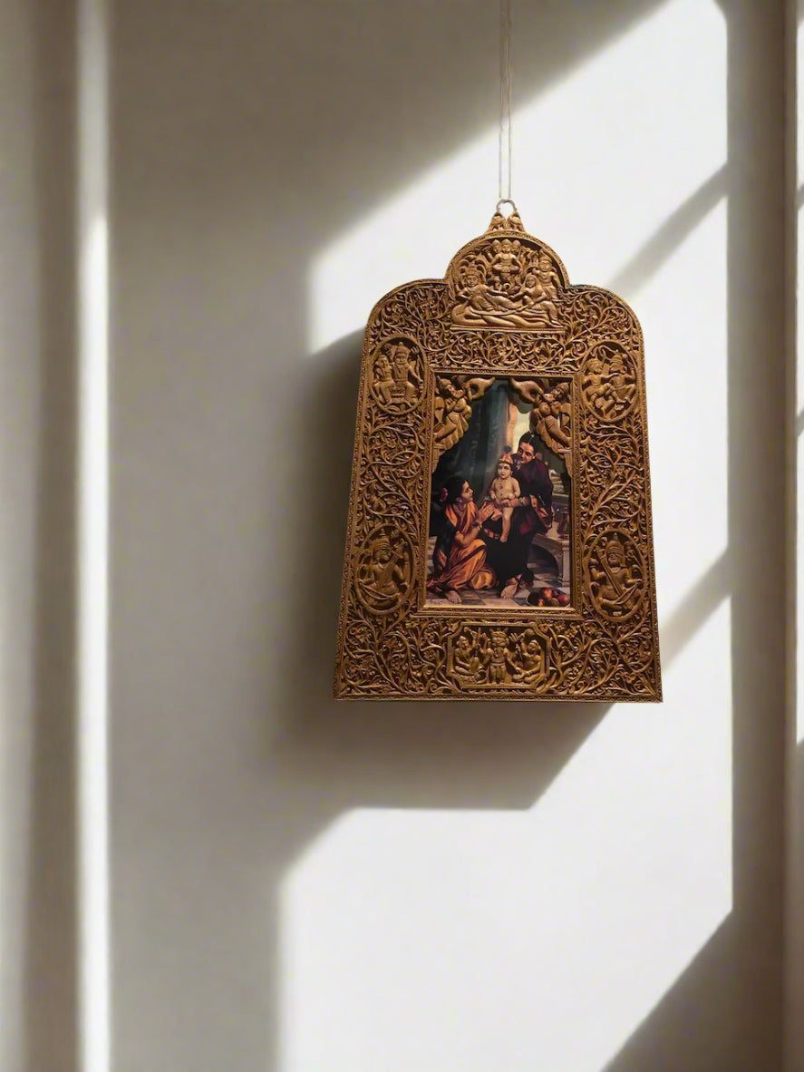 Sandalwood Rare Hand Carved Frame wall hanging artwork - Malji Arts