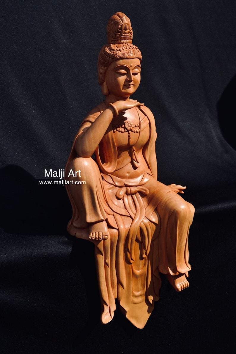 Wooden hand carved collective buddha sitting - Malji Arts