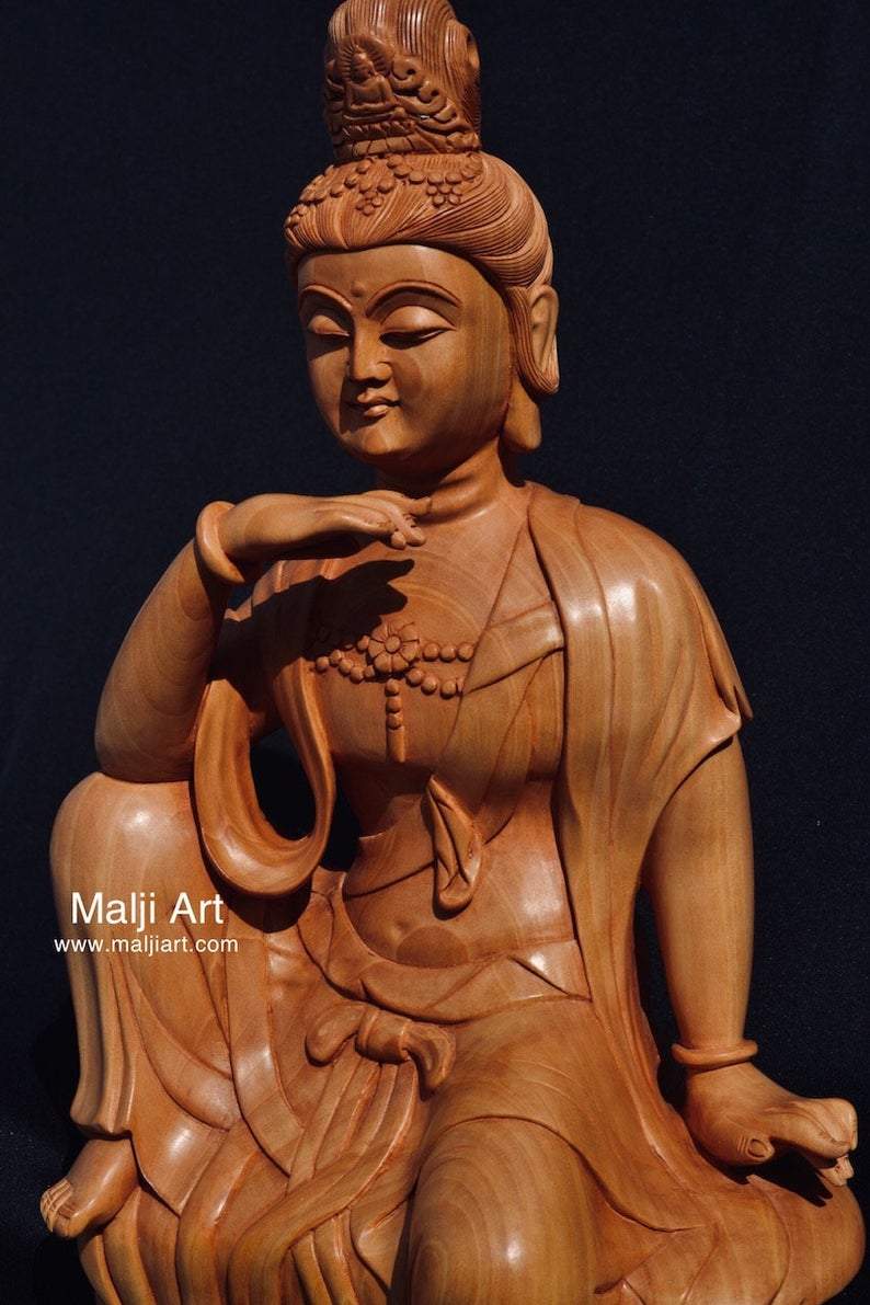 Wooden hand carved collective buddha sitting - Malji Arts