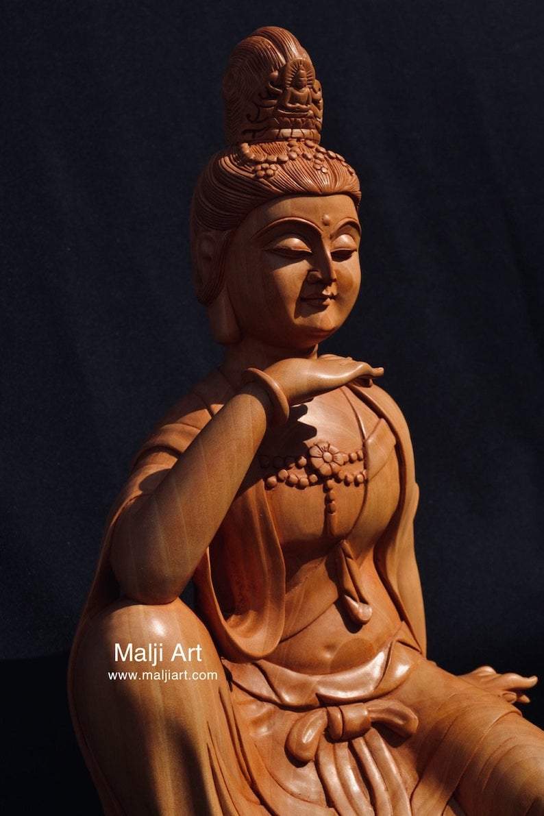 Wooden hand carved collective buddha sitting - Malji Arts