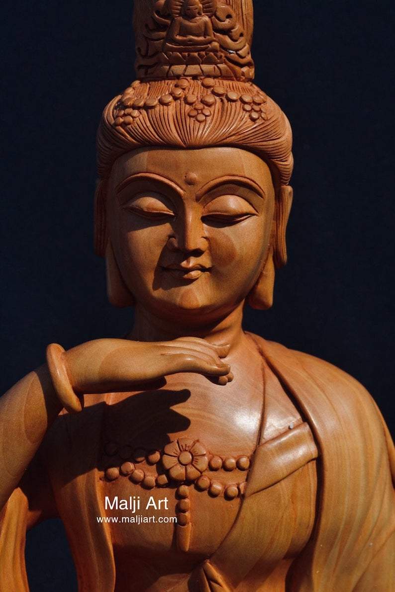 Wooden hand carved collective buddha sitting - Malji Arts