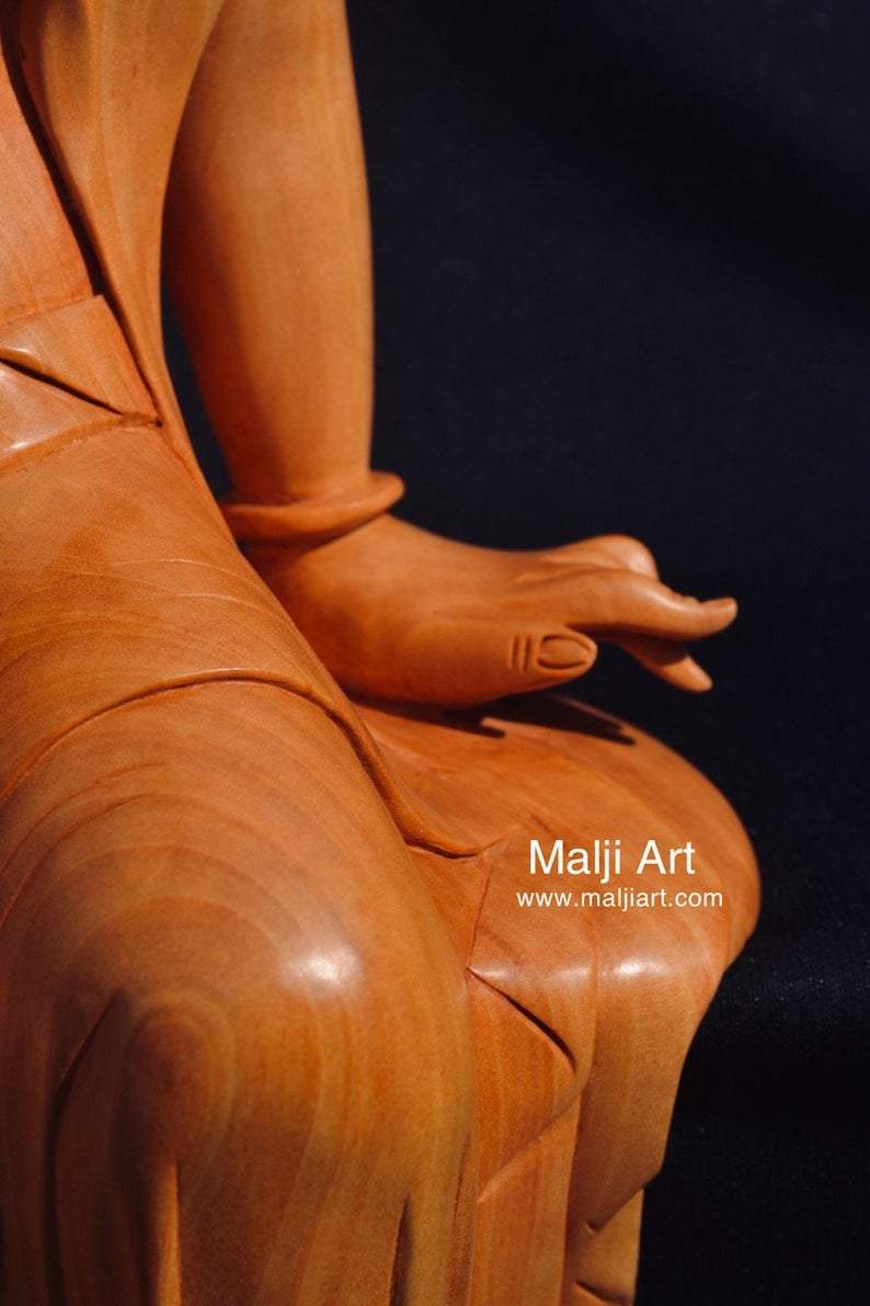 Wooden hand carved collective buddha sitting - Malji Arts
