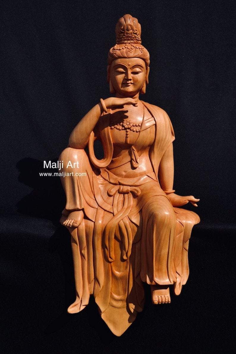 Wooden hand carved collective buddha sitting - Malji Arts