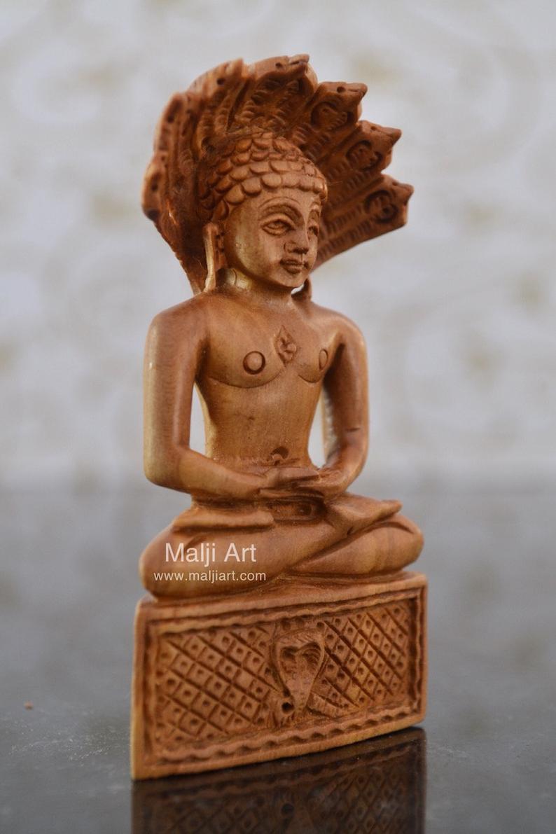 Sandalwood Beautifully Carved PARASNATH BHAGWAN - Malji Arts