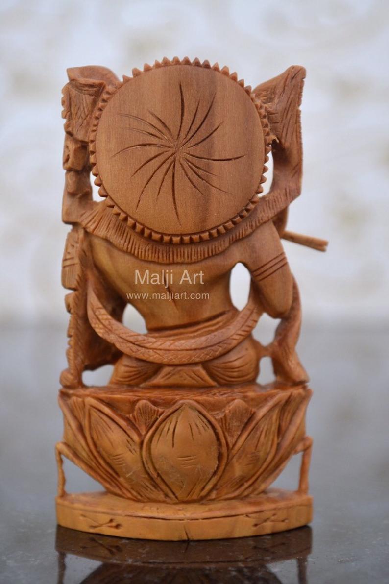 Sandalwood Carved Small Krishna Miniature idol - Malji Arts