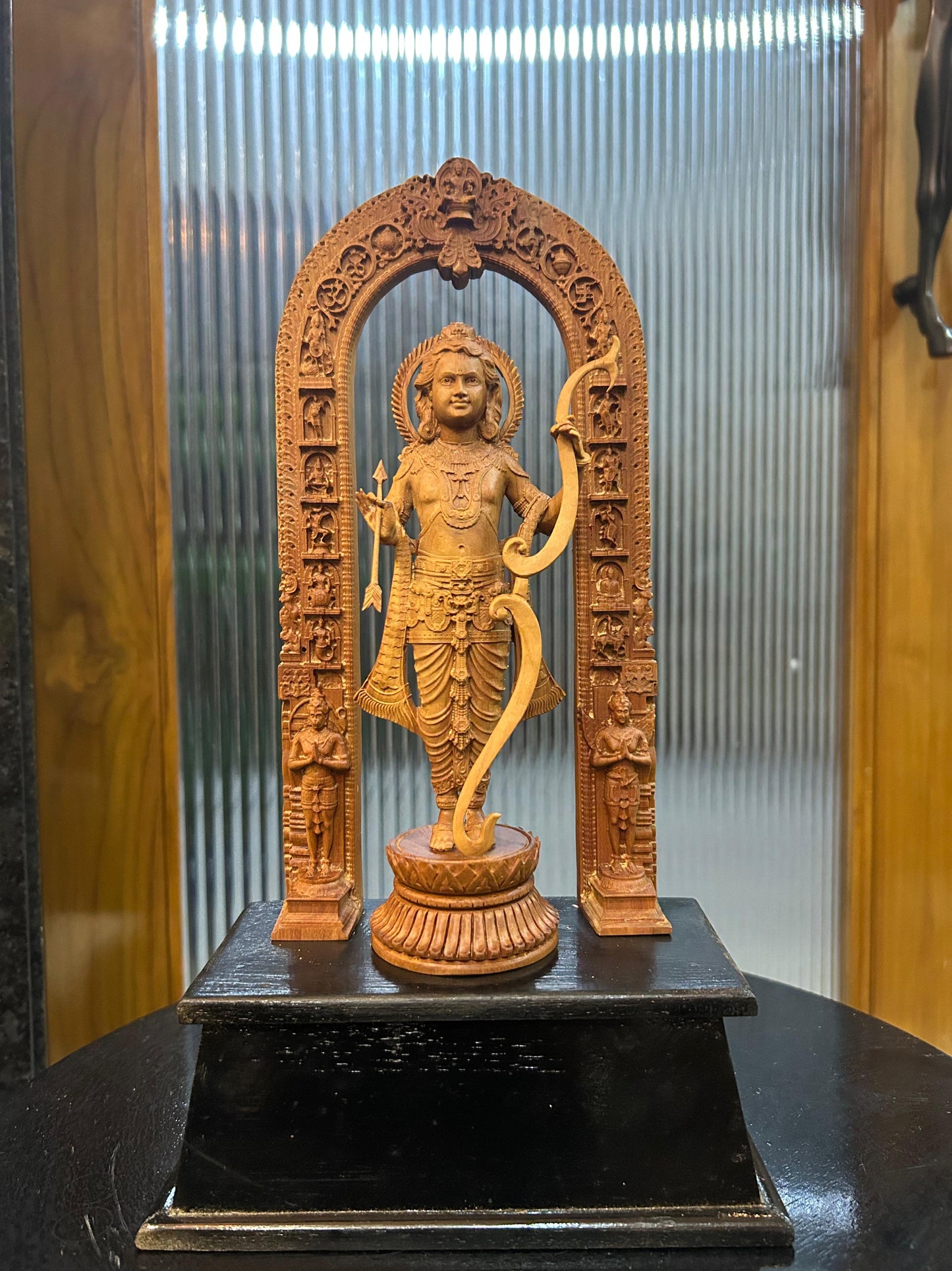10-inch sandalwood Ram Lalla statue - Malji Arts