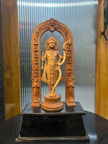 10-inch sandalwood Ram Lalla statue - Malji Arts