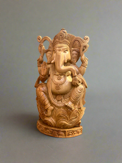 Sandalwood 10” inches Ganesha Statue - Malji Arts