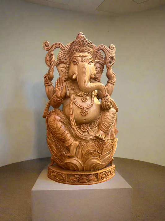 Sandalwood 10” inches Ganesha Statue - Malji Arts