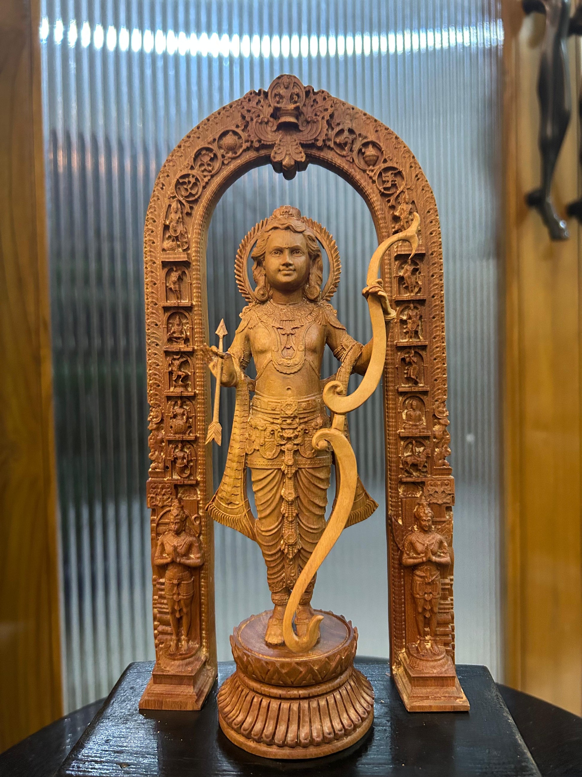 10-inch sandalwood Ram Lalla statue - Malji Arts