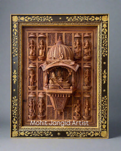 Sandalwood Lord Vishnu Dashavatar JHAROKHA Wall Hanging - Malji Arts