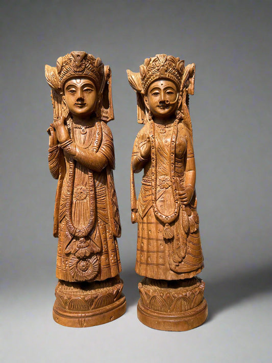 Rare Sandalwood Radha Krishna Pair - Malji Arts