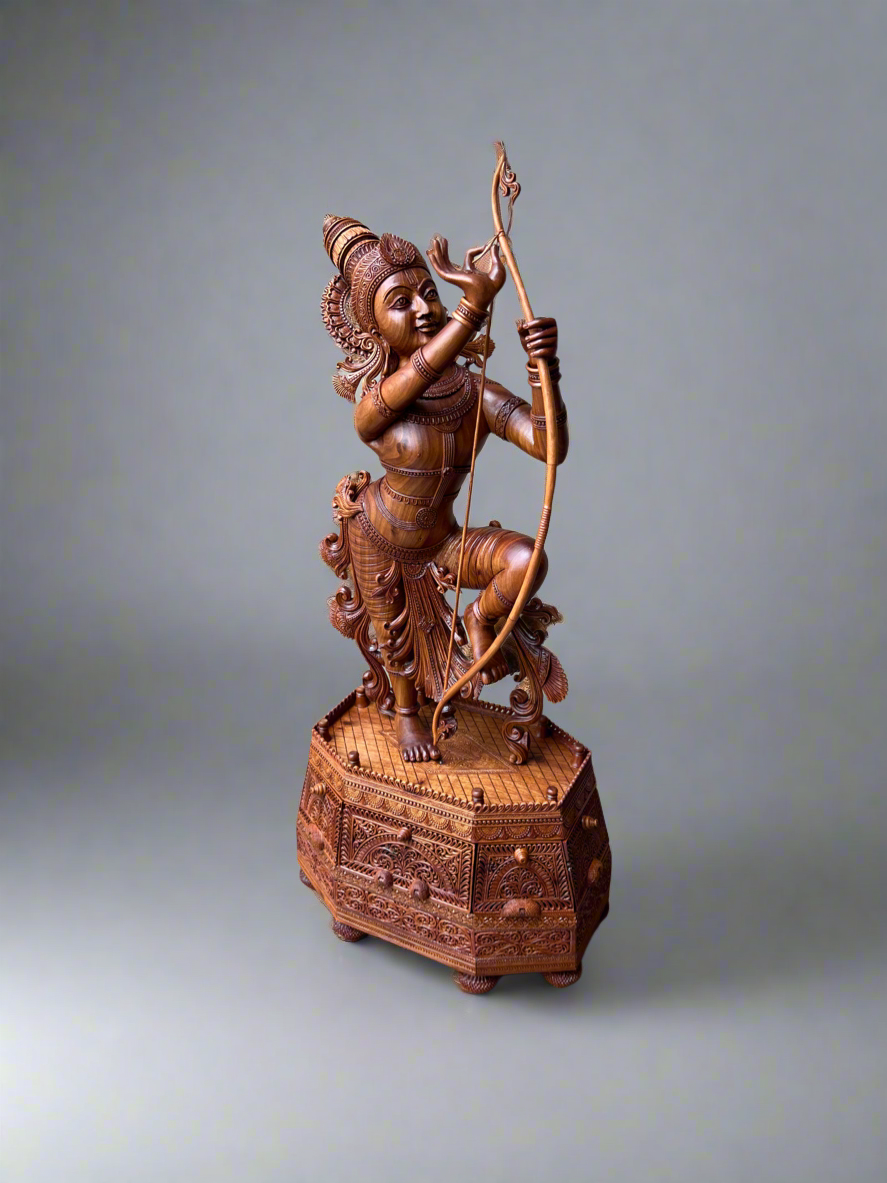 Rare Sandalwood Carving – Lord Rama at Sita Swayamvara - Malji Arts