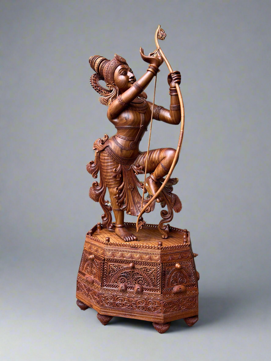 Rare Sandalwood Carving – Lord Rama at Sita Swayamvara - Malji Arts